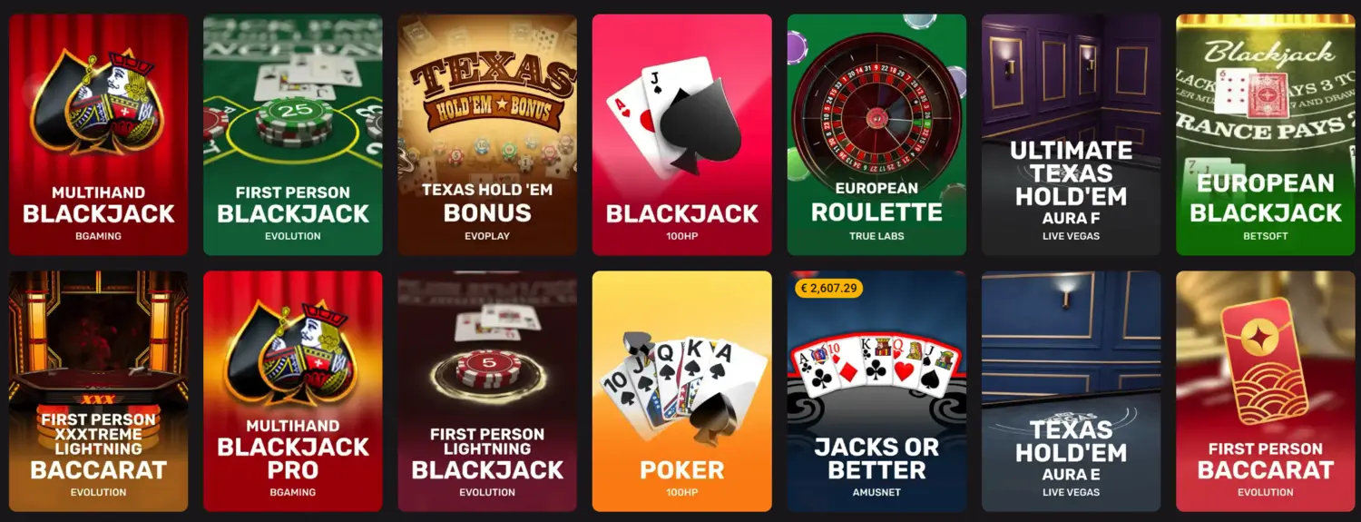 HollyWin Casino Tischspiele