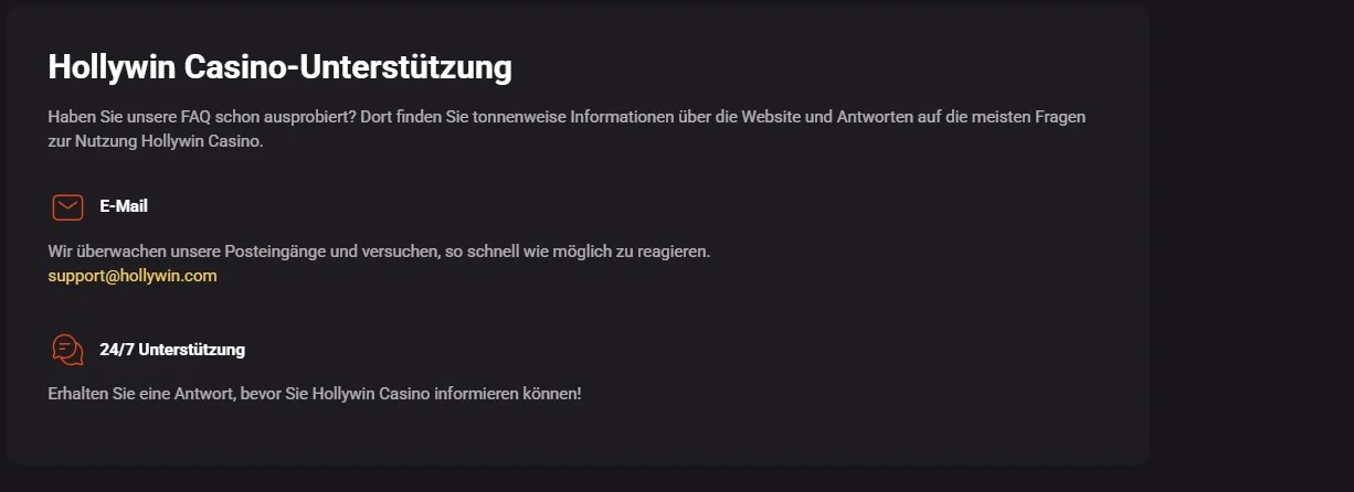 Hollywin Casino Kundenservice